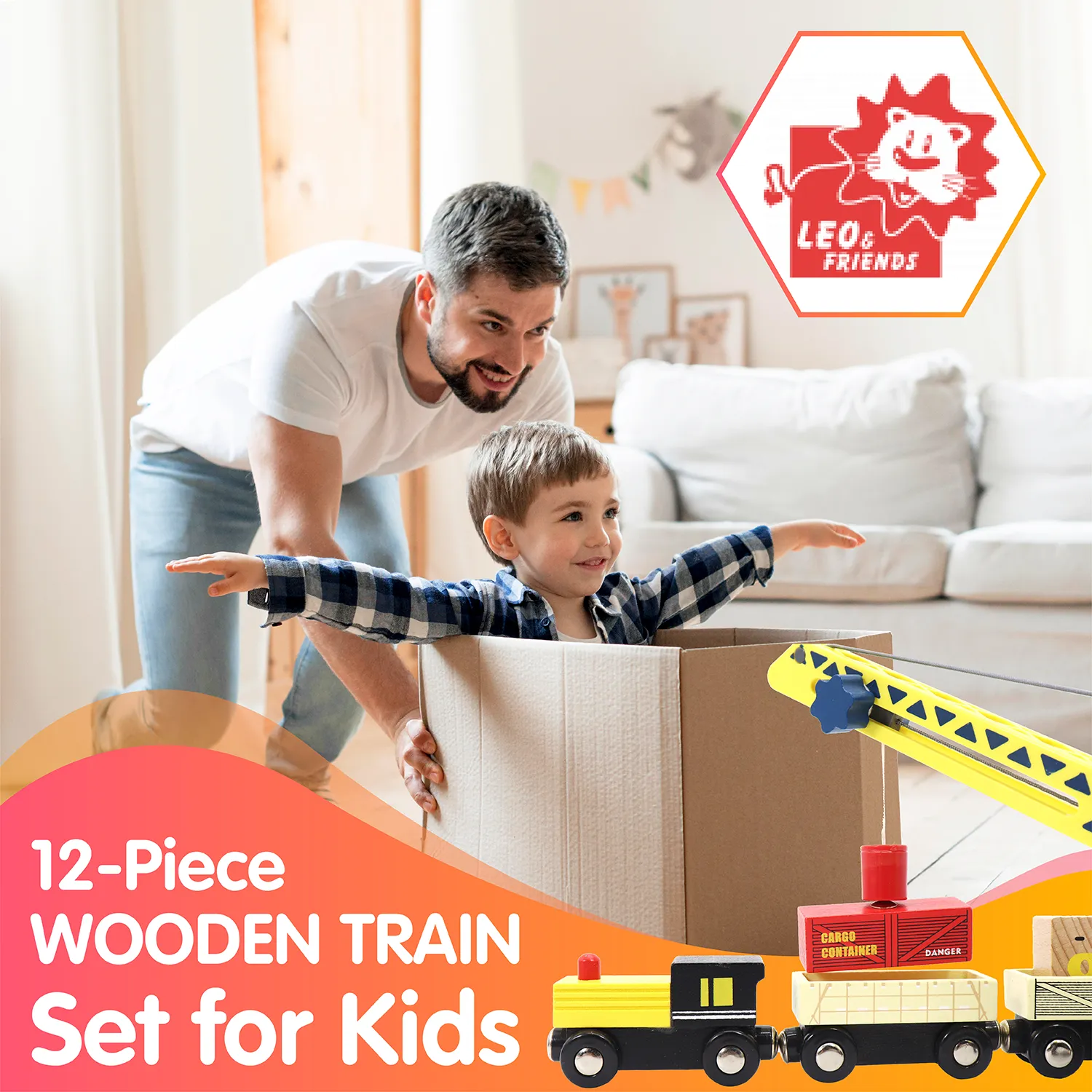 12-Piece Wooden Train Set