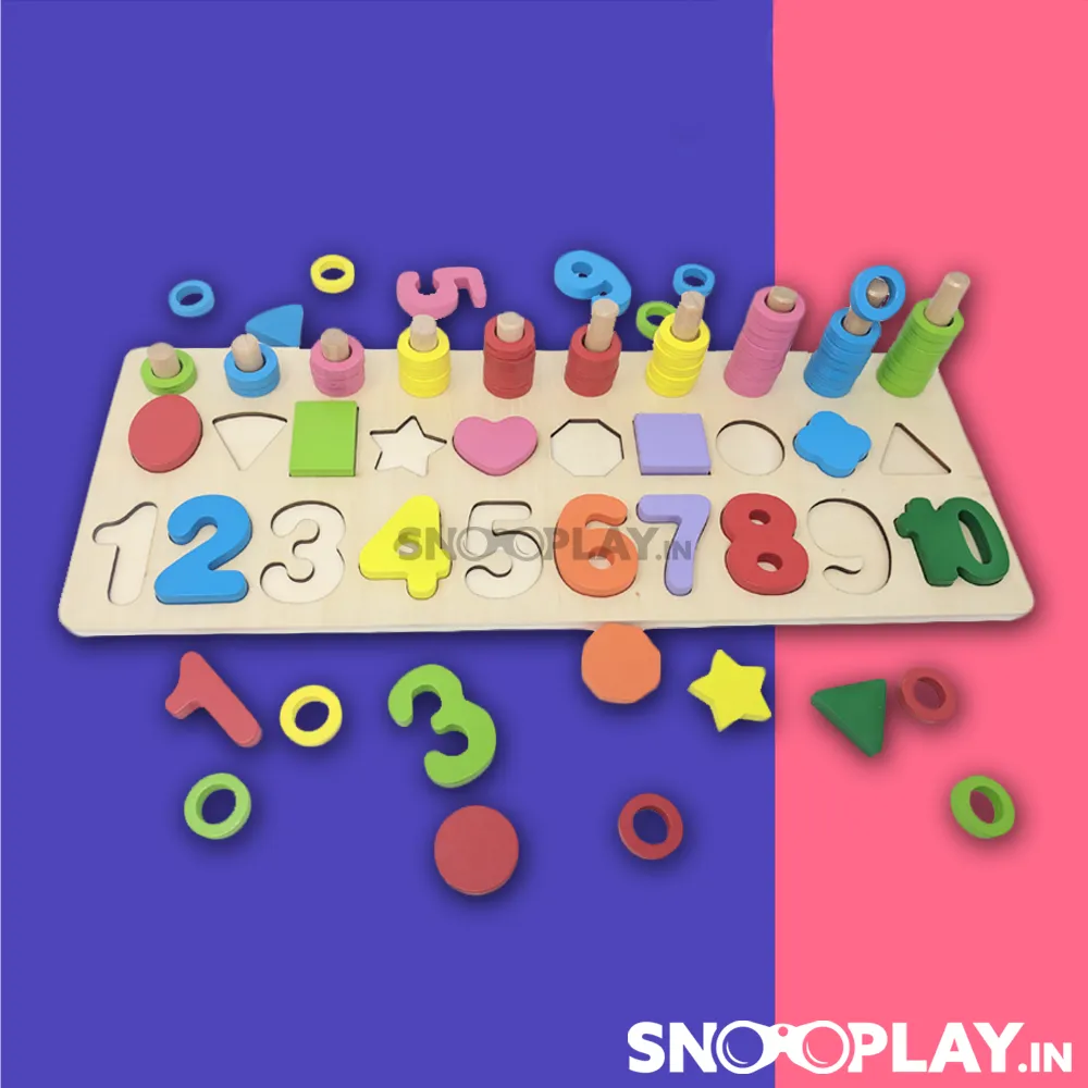 3 In 1 Educational Puzzle Set For Kids (Learn Numbers, Colors, Counting and Shapes)