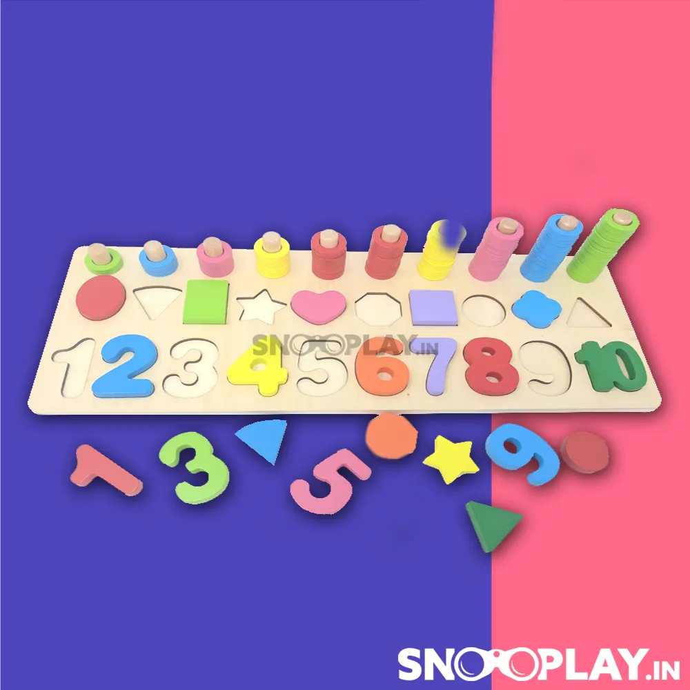 3 In 1 Educational Puzzle Set For Kids (Learn Numbers, Colors, Counting and Shapes)