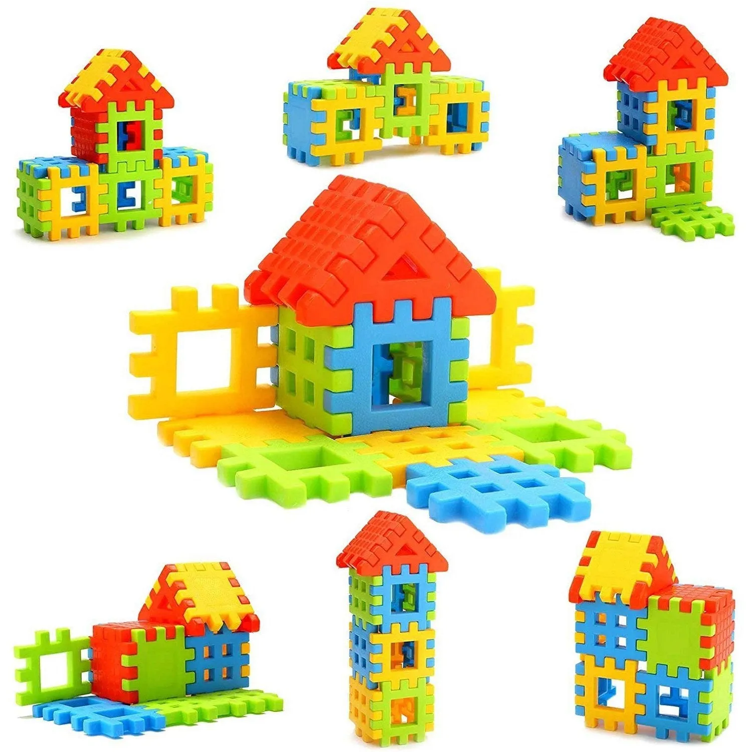 8038  Blocks House Multi Color Building Blocks with Smooth Rounded Edges (110Pc Set)