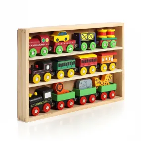 Around The Town 12 Piece Wooden Engines & Train Cars, Compatible With Thomas Wooden Railway, Brio And Most Other Brands