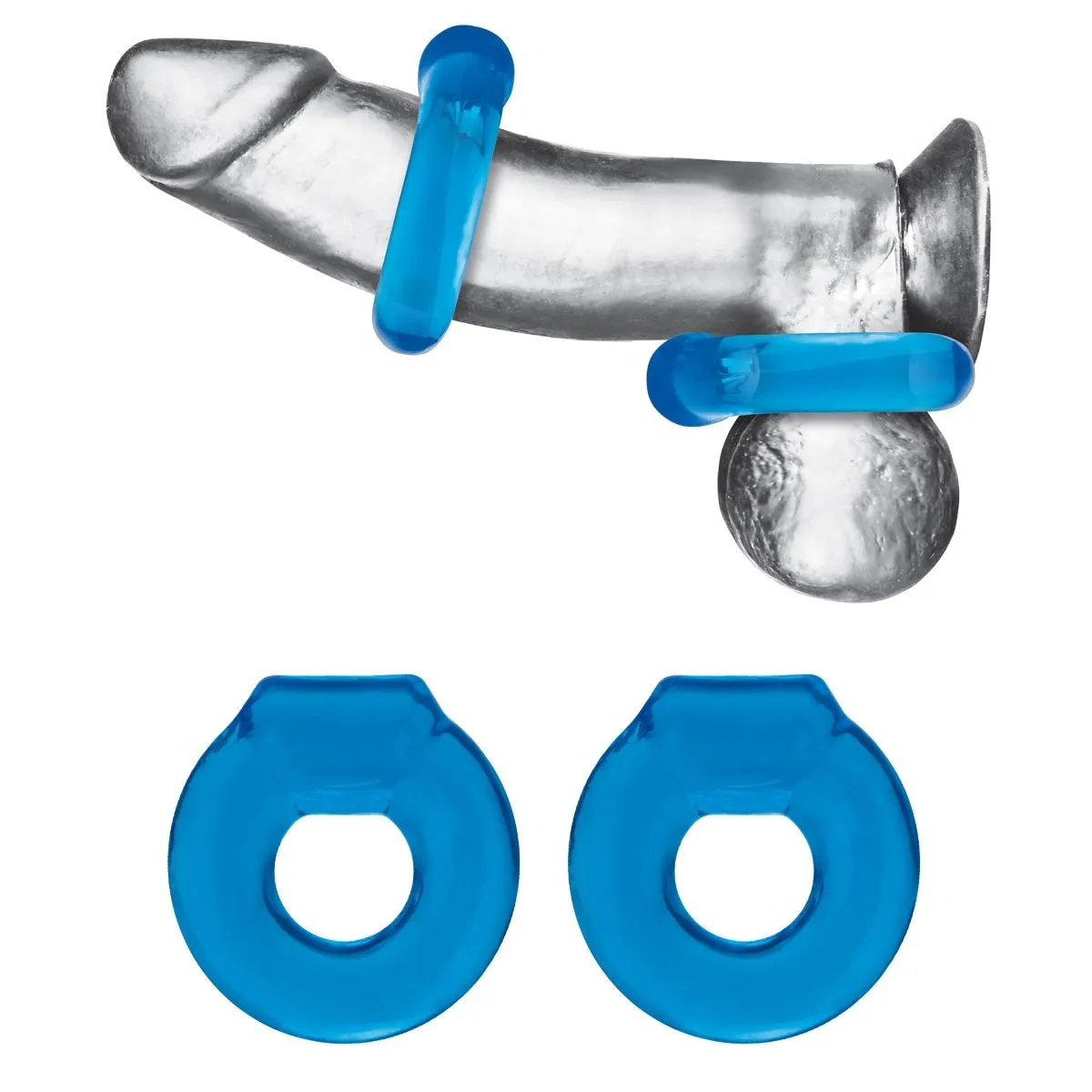 Blue Line Ultra Stretch Stamina Endurance Cock Ring Set 2 Pack Blue