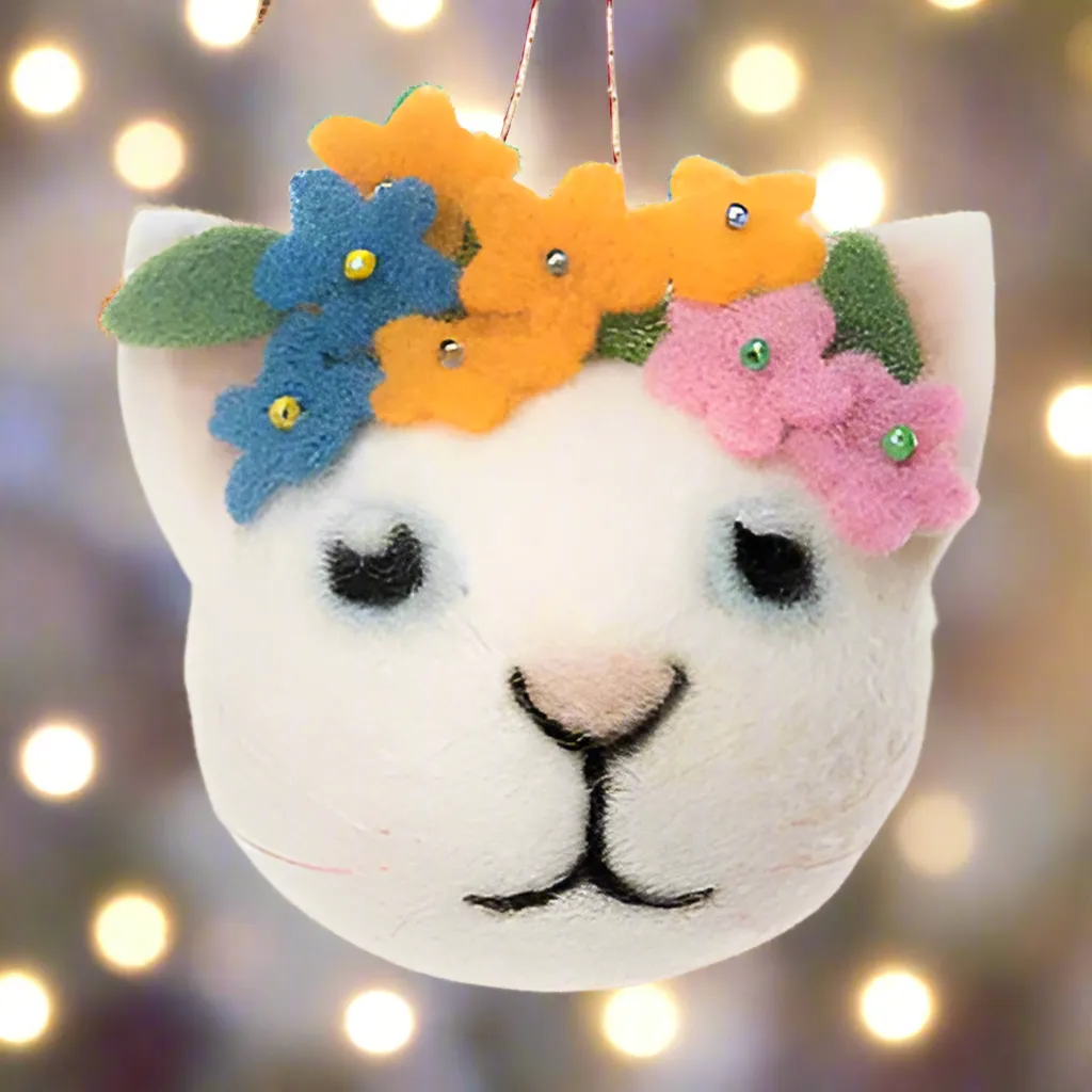 Cat Faces with Flowers Ornament