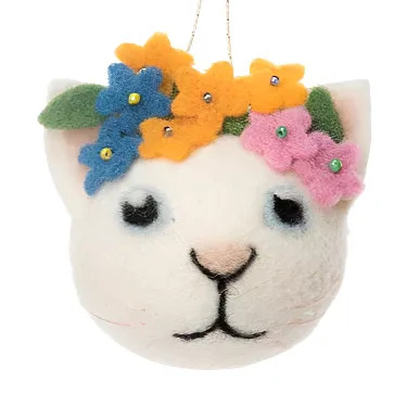 Cat Faces with Flowers Ornament