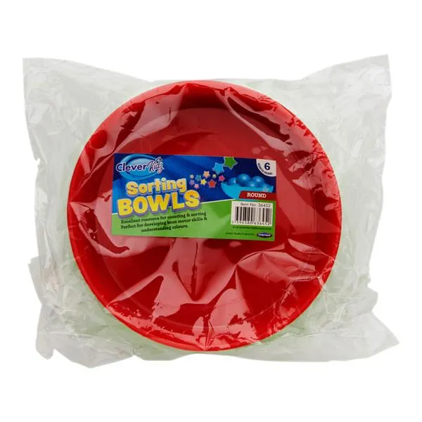 Clever Kidz Pkt.6 Sorting Bowls Round - Asst Colours