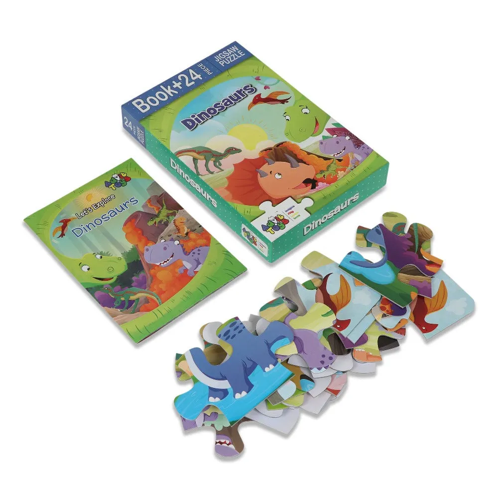 Dinosaurs Jigsaw Puzzle (24 Piece   Educational Fun Fact Book Inside)