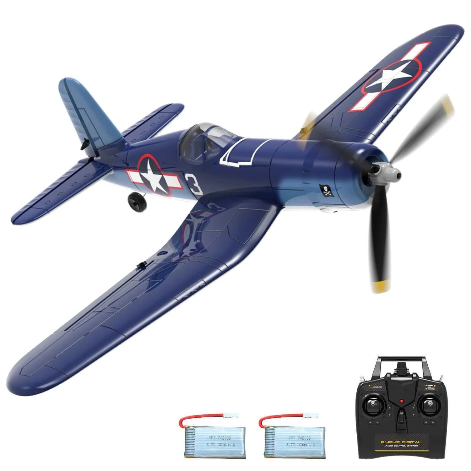 F4U Corsair Plane - 2.4GHz 4CH Warbird RC, 400mm Wingspan, One-Key Aerobatic