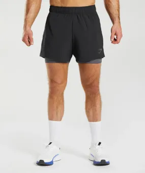 Gymshark Sport 5" 2 In 1 Shorts - Black/Silhouette Grey