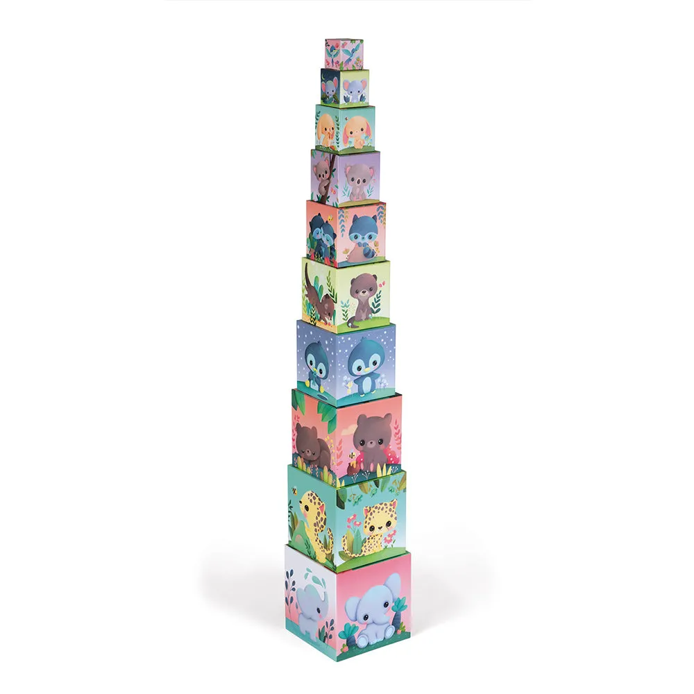 Janod Stacking Cubes Cute Animals