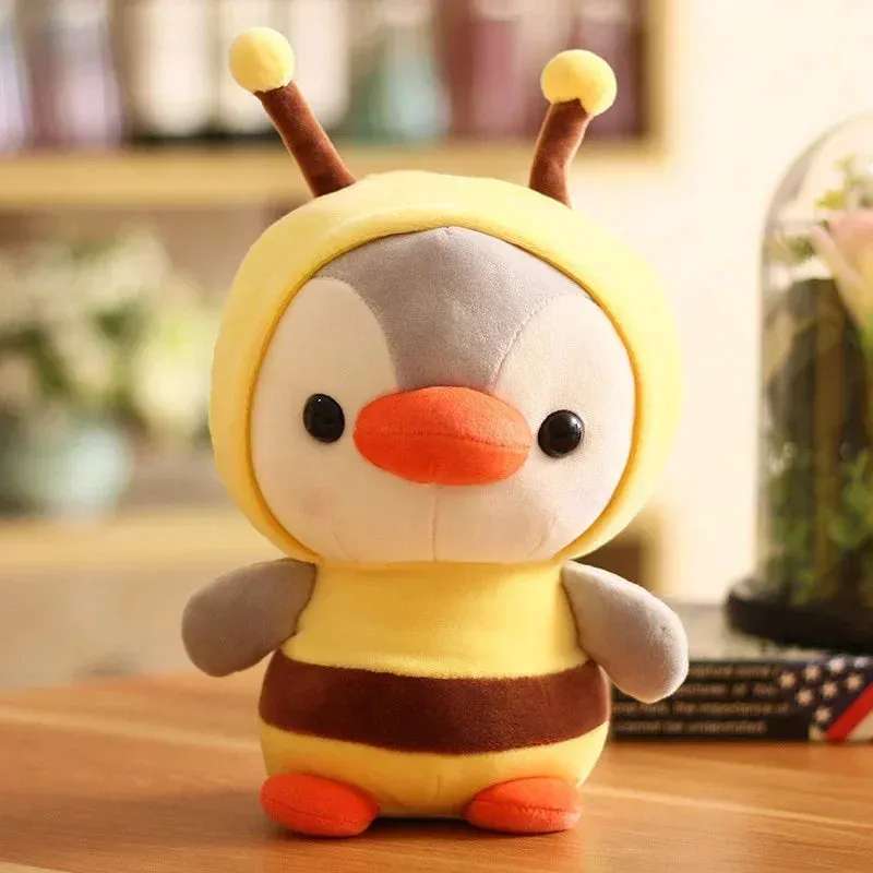 Kawaii Plush Toy Penguin Turns to Dinosaur, Frog, Unicorn, Bee | Cartoon Animal Stuffed Doll | Birthday & Christmas Gift for Kids