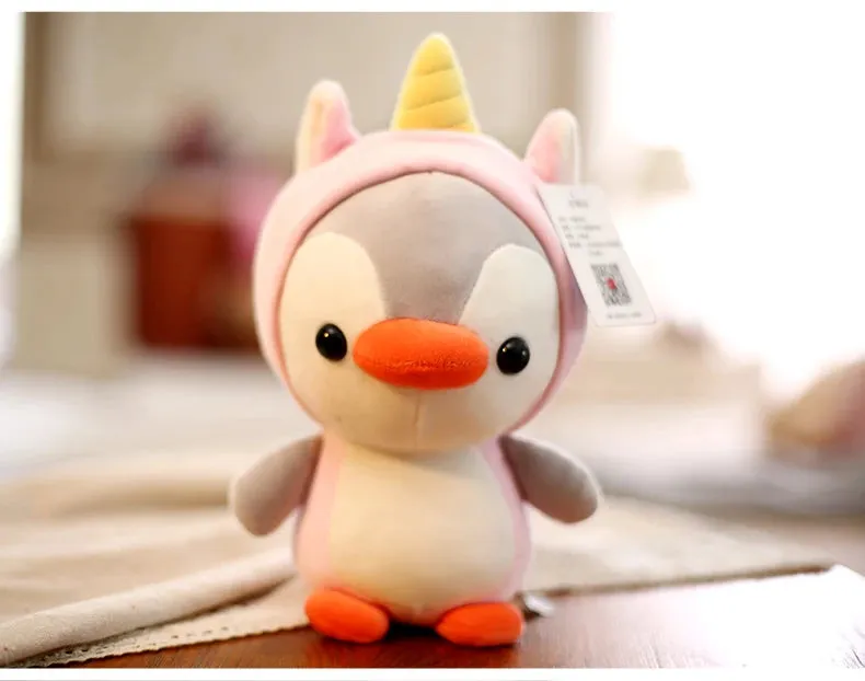 Kawaii Plush Toy Penguin Turns to Dinosaur, Frog, Unicorn, Bee | Cartoon Animal Stuffed Doll | Birthday & Christmas Gift for Kids