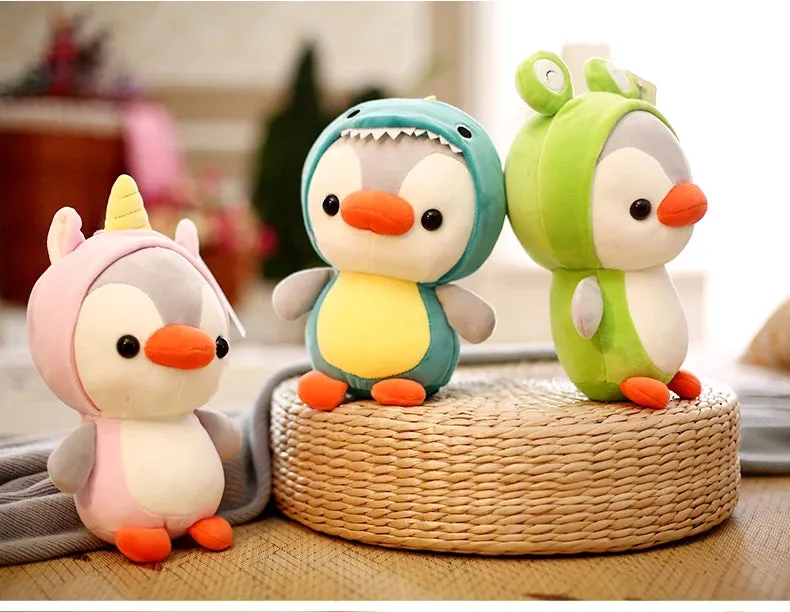 Kawaii Plush Toy Penguin Turns to Dinosaur, Frog, Unicorn, Bee | Cartoon Animal Stuffed Doll | Birthday & Christmas Gift for Kids