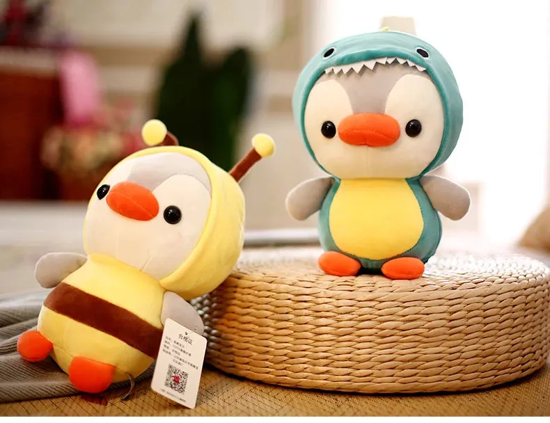 Kawaii Plush Toy Penguin Turns to Dinosaur, Frog, Unicorn, Bee | Cartoon Animal Stuffed Doll | Birthday & Christmas Gift for Kids