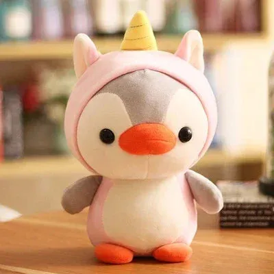 Kawaii Plush Toy Penguin Turns to Dinosaur, Frog, Unicorn, Bee | Cartoon Animal Stuffed Doll | Birthday & Christmas Gift for Kids