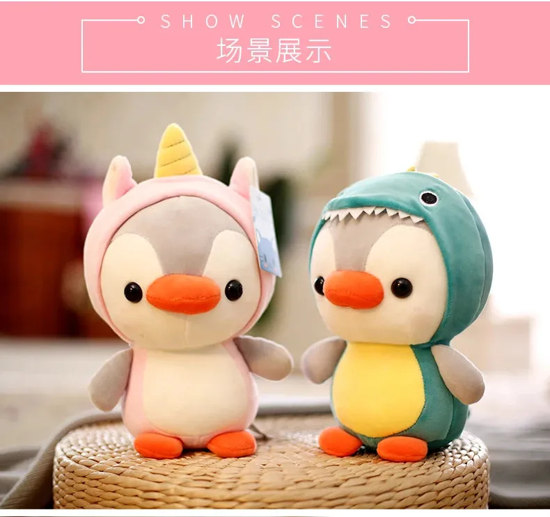 Kawaii Plush Toy Penguin Turns to Dinosaur, Frog, Unicorn, Bee | Cartoon Animal Stuffed Doll | Birthday & Christmas Gift for Kids