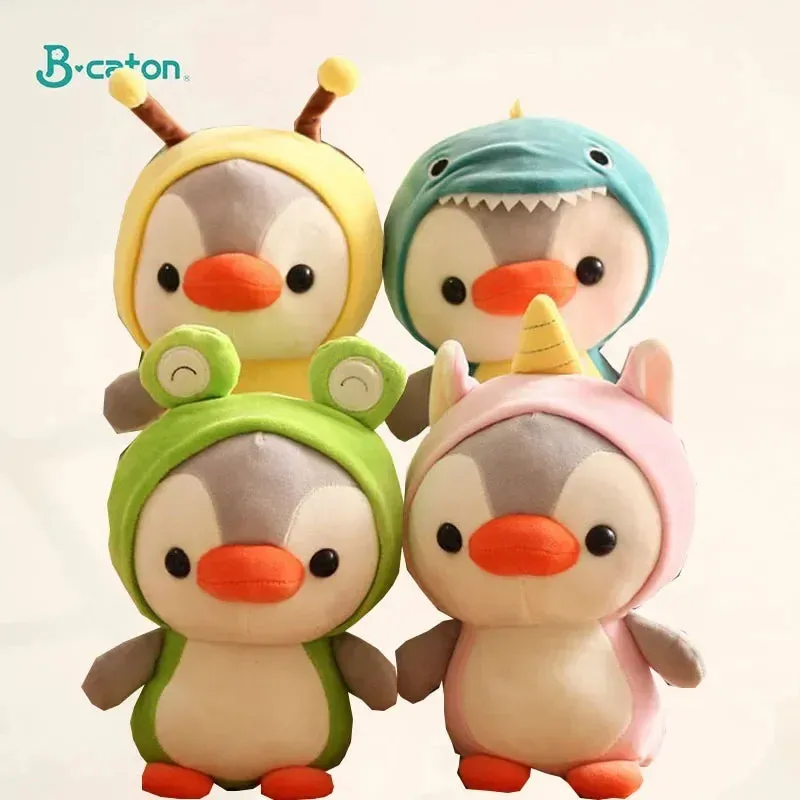 Kawaii Plush Toy Penguin Turns to Dinosaur, Frog, Unicorn, Bee | Cartoon Animal Stuffed Doll | Birthday & Christmas Gift for Kids