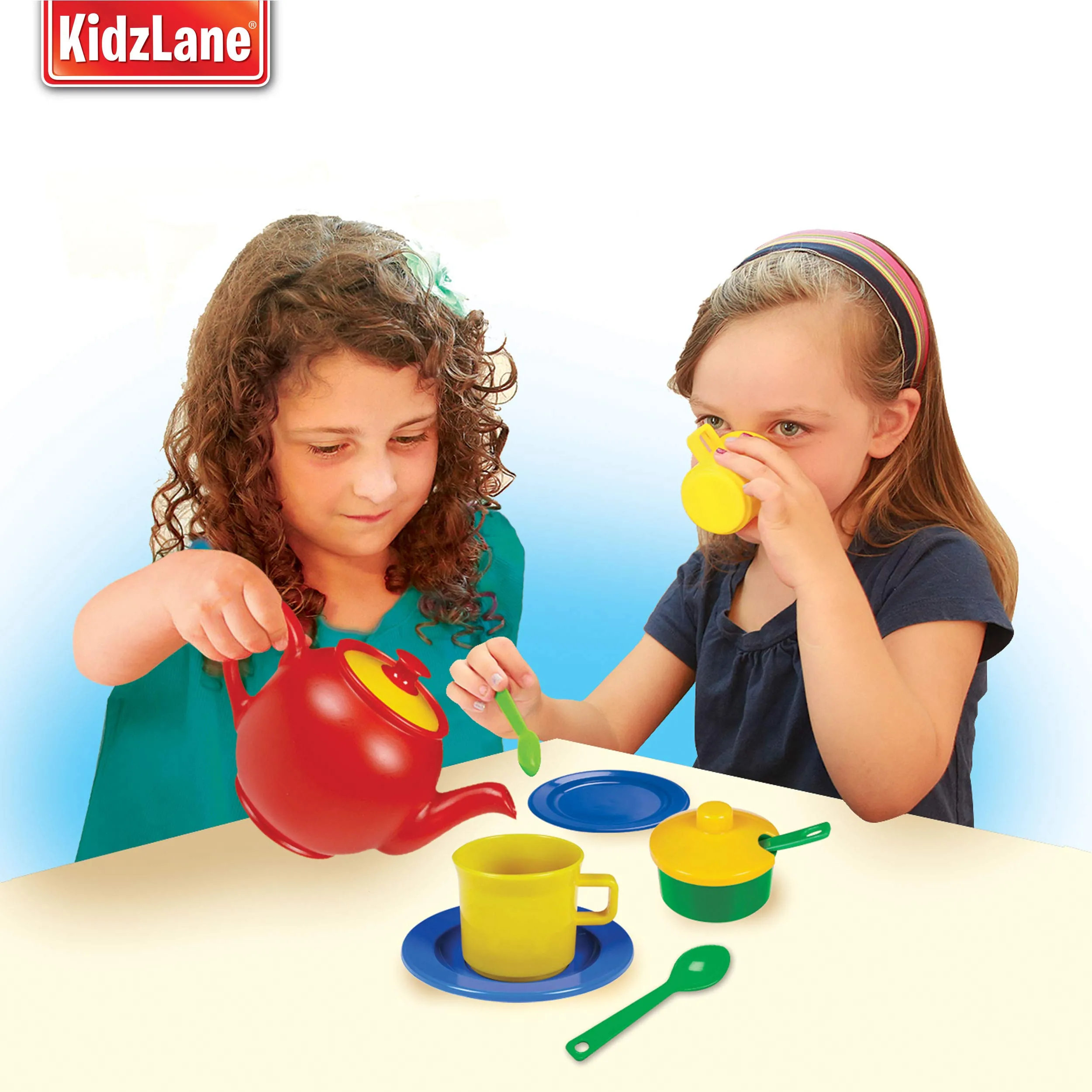 Kidzlane Play Tea Set, 15  Durable Plastic Pieces, Safe and BPA Free for Childrens Tea