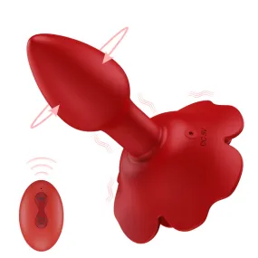 Remote Control Rose Rotating & Vibrating Butt Plug