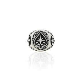 Silver "Design Of Hole Cards Craze" Boys Ring