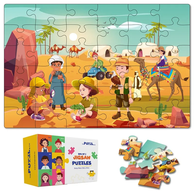 Vacations Set of 2 Jigsaw Puzzles - Tea Garden   Desert